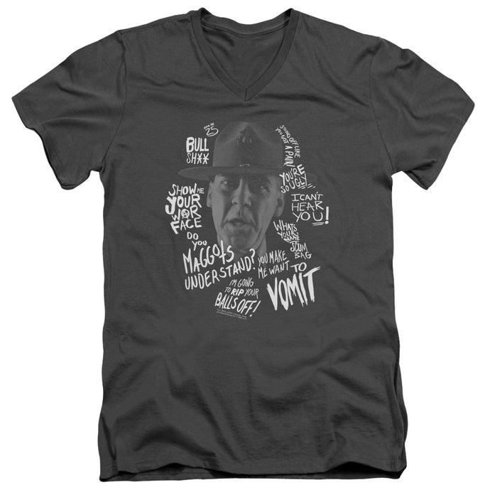 Full Metal Jacket Gunnery Quotes Mens Slim Fit V-Neck T Shirt Charcoal