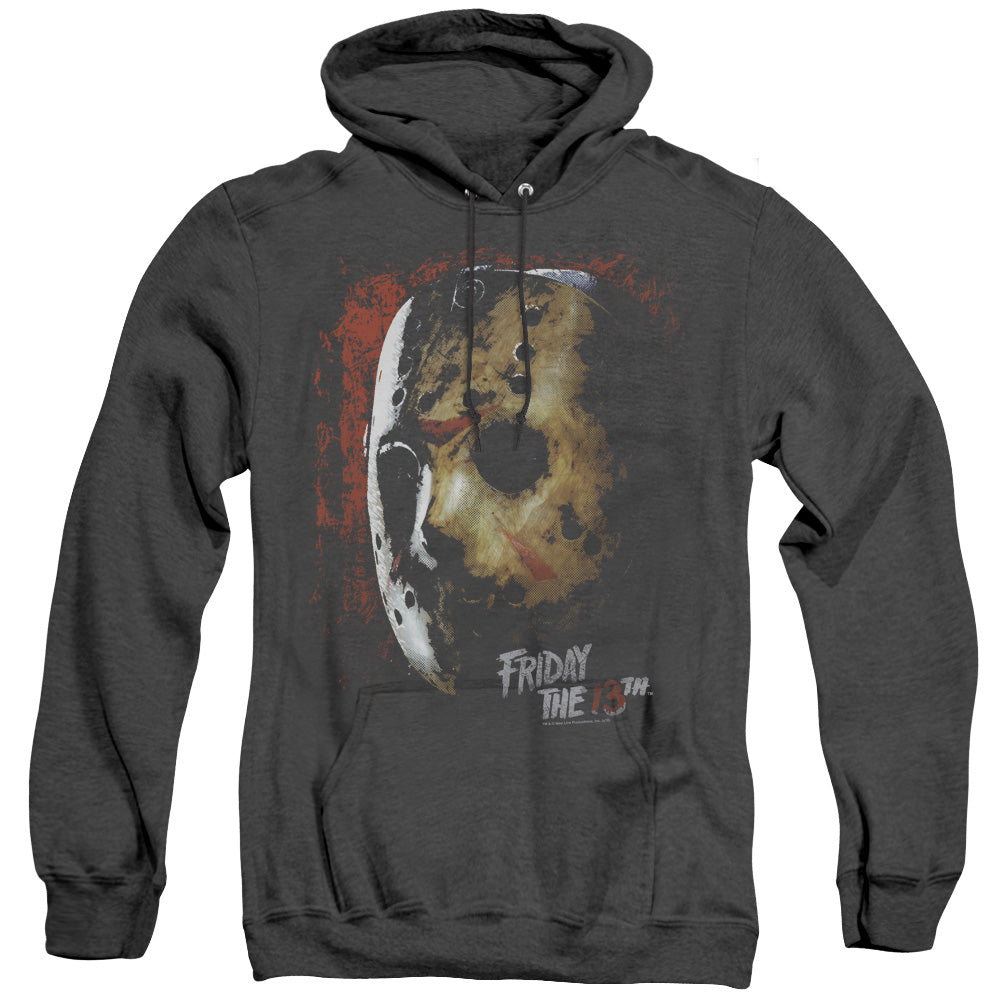 Friday The 13Th Mask Of Death Mens Heather Hoodie Black Officially Licensed
