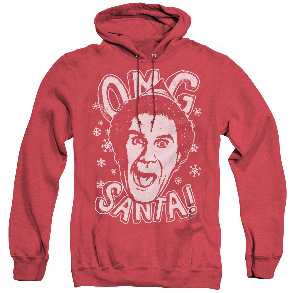 Elf OMG Santa Heather Mens Hoodie Red