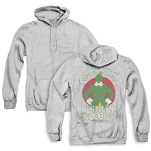 Load image into Gallery viewer, Elf Cotton Headed Back Print Zipper Mens Hoodie Athletic Heather
