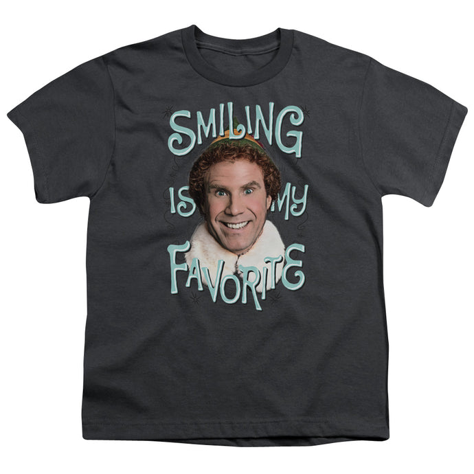 Elf Smiling Kids Youth T Shirt Charcoal