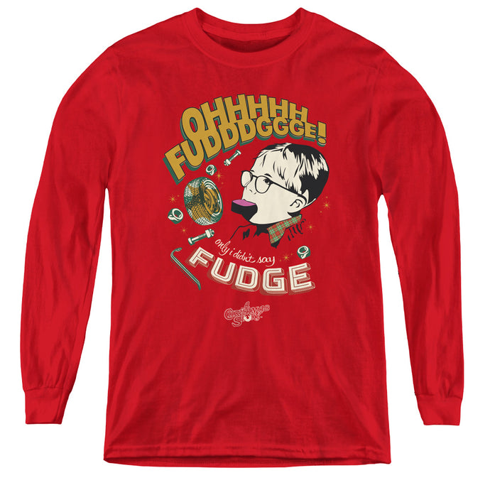 A Christmas Story Fudge Long Sleeve Kids Youth T Shirt Red