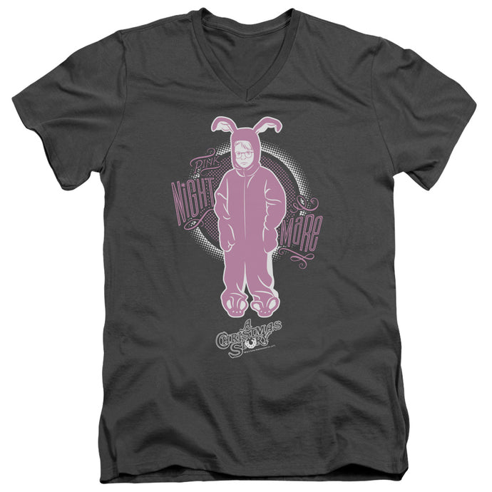 A Christmas Story Pink Nightmare Mens Slim Fit V-Neck T Shirt Charcoal