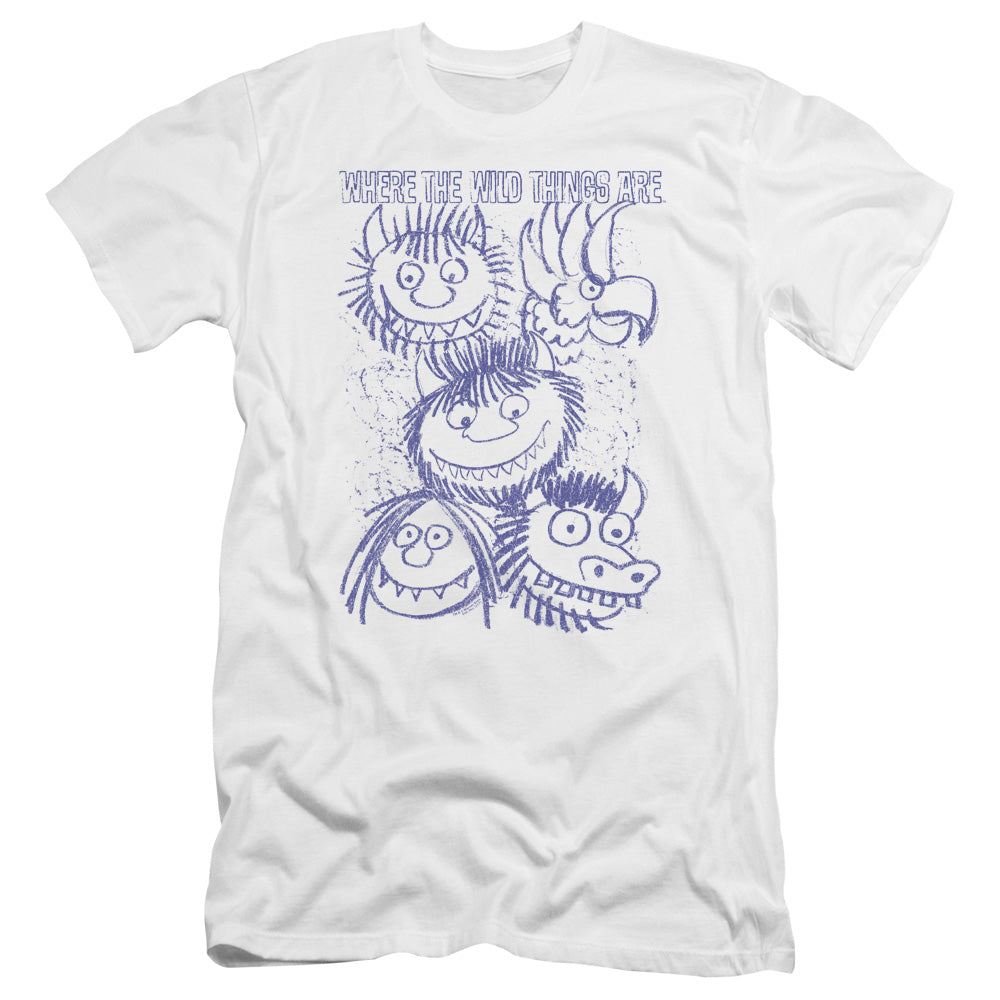 Where The Wild Things Are Wild Sketch Premium Bella Canvas Slim Fit Mens T Shirt White