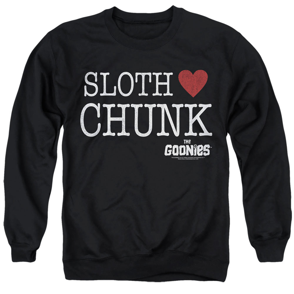 The Goonies Sloth Heart Chunk Mens Crewneck Sweatshirt Black Officially Licensed