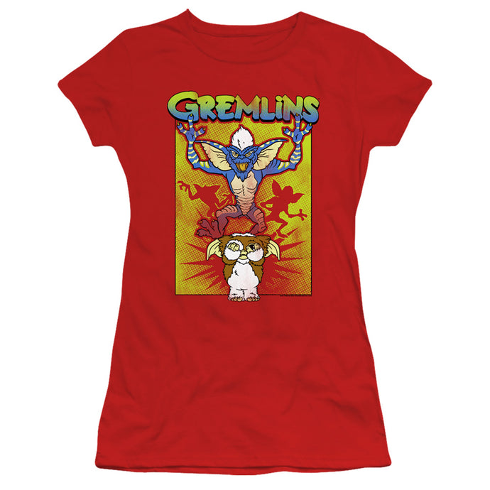 Gremlins Be Afraid Junior Sheer Cap Sleeve Womens T Shirt Red