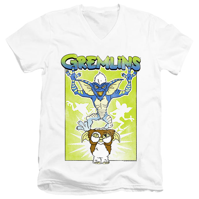 Gremlins Be Afraid Mens Slim Fit V-Neck T Shirt White