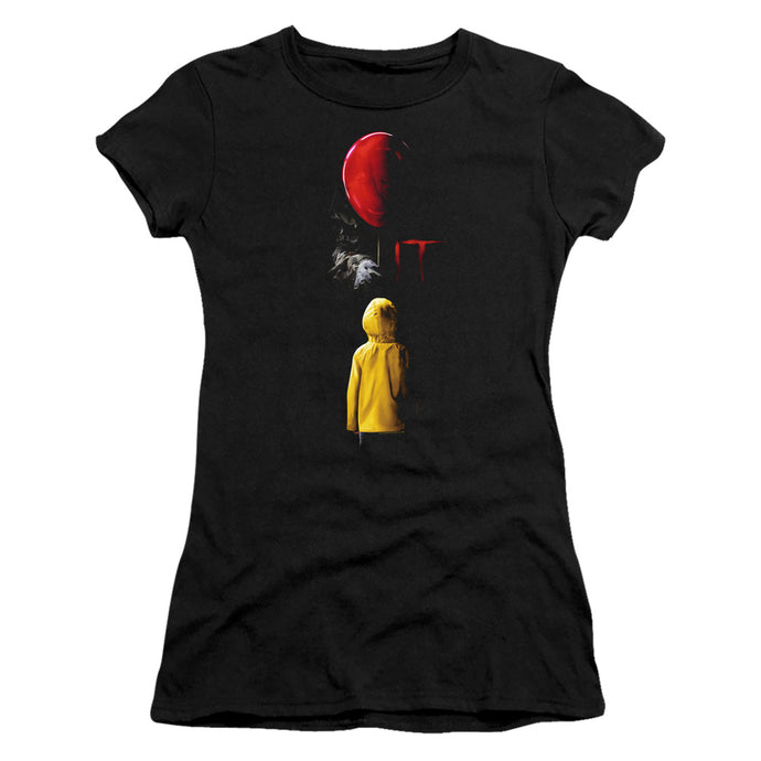 IT Red Balloon Junior Sheer Cap Sleeve Womens T Shirt Black