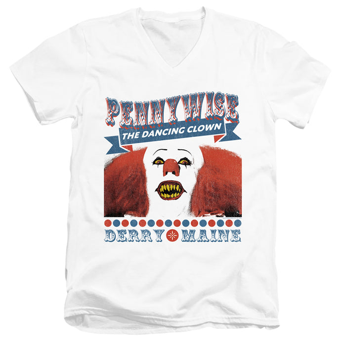 IT 1990 The Dancing Clown Mens Slim Fit V-Neck T Shirt White