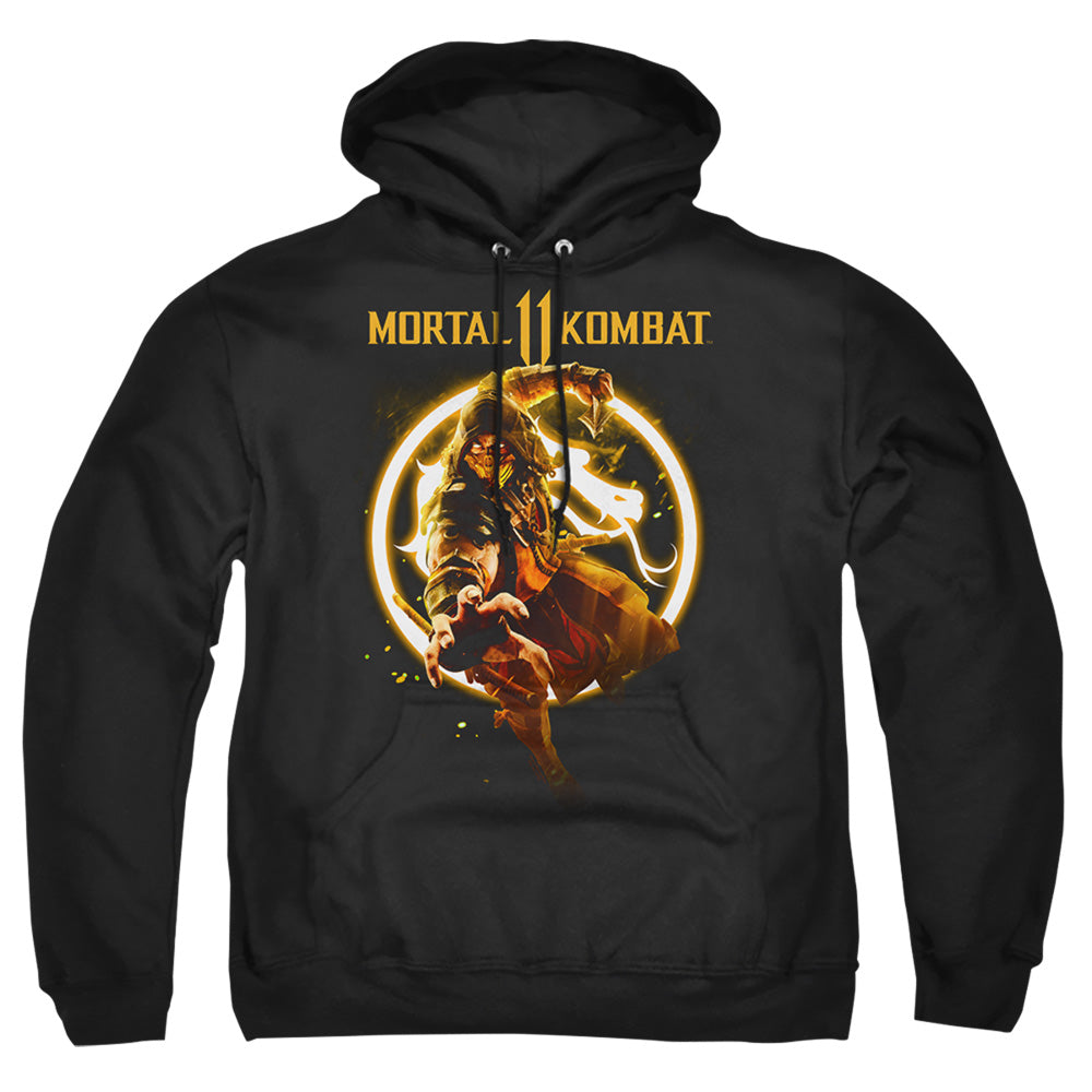 Mortal Kombat 11 Scorpion Flames Mens Hoodie Black Officially Licensed