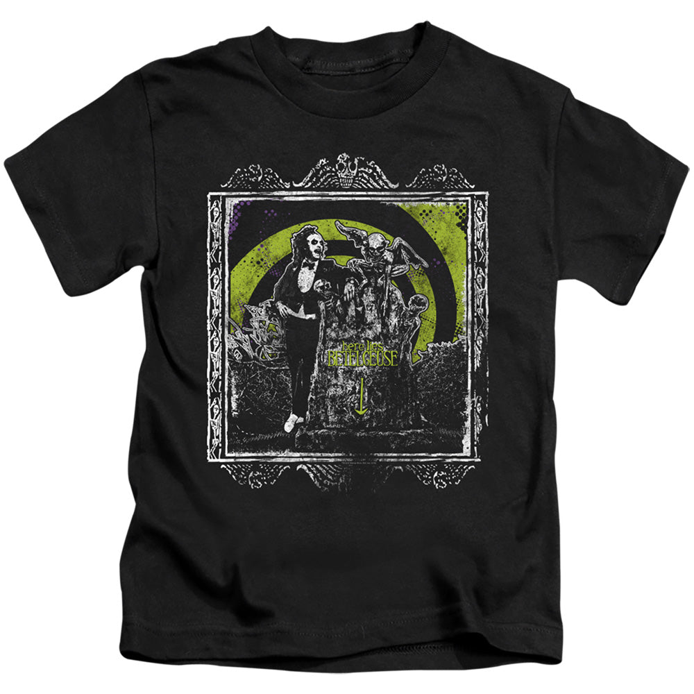 Beetlejuice Here Lies Juvenile Kids Youth T Shirt Black