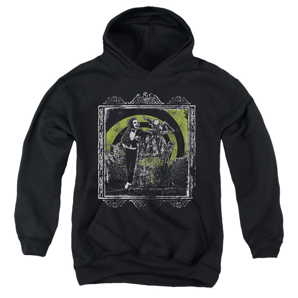 Beetlejuice Here Lies Kids Youth Hoodie Black