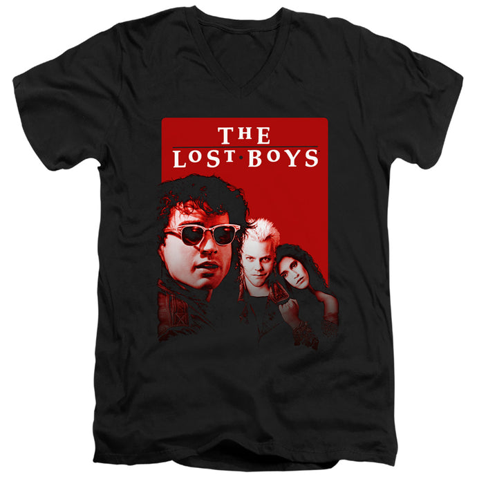 The Lost Boys Michael David Star Mens Slim Fit V-Neck T Shirt Black