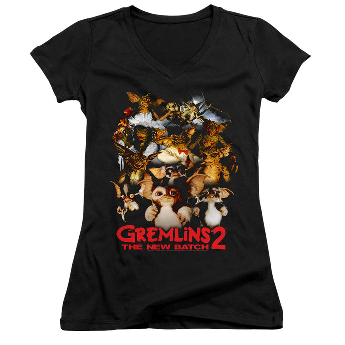 Gremlins 2 Goon Crew Junior Sheer Cap Sleeve V-Neck Womens T Shirt Black