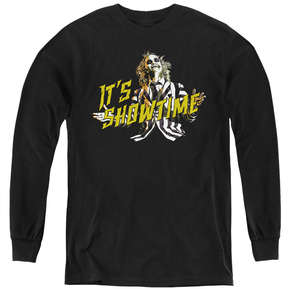 Beetlejuice Showtime Long Sleeve Kids Youth T Shirt Black