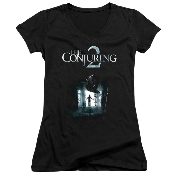 The Conjuring 2 Poster Junior Sheer Cap Sleeve V-Neck Womens T Shirt Black