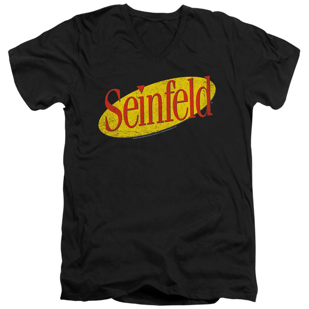 Seinfeld Seinfeld Logo Mens Slim Fit V-Neck T Shirt Black Officially Licensed