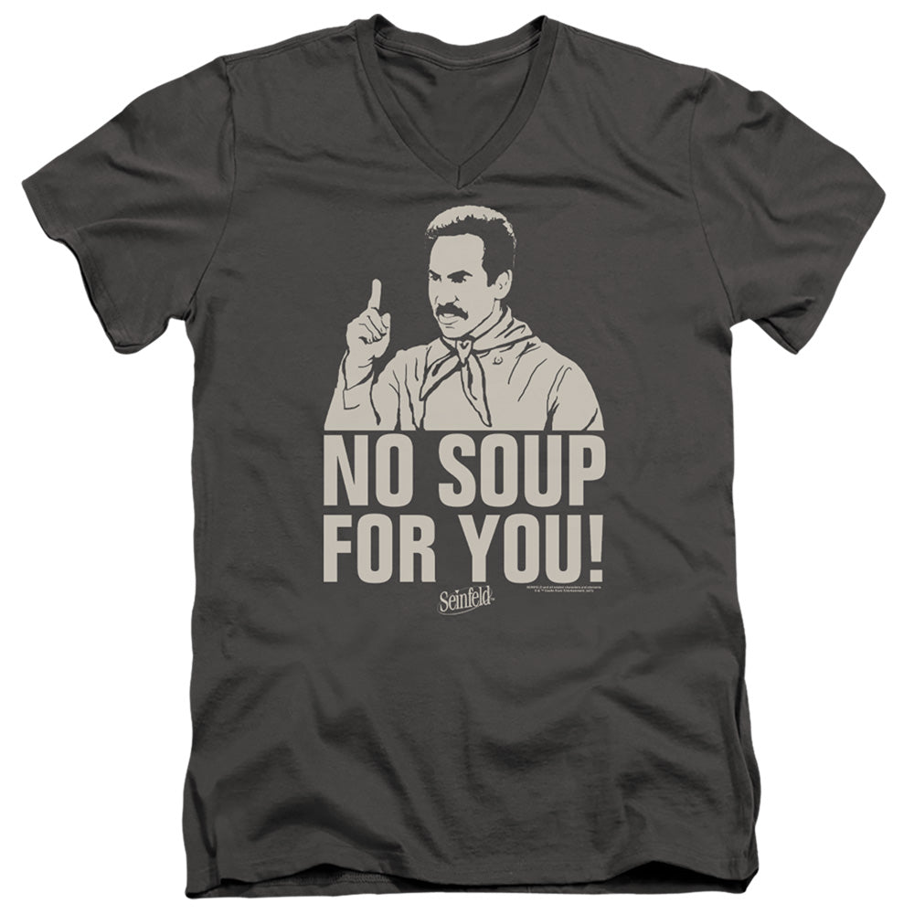 Seinfeld No Soup Mens Slim Fit V-Neck T Shirt Charcoal Officially Licensed