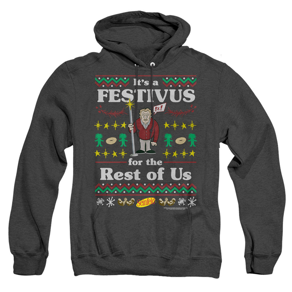 Seinfeld Festive Festivus Mens Heather Hoodie Black Officially Licensed