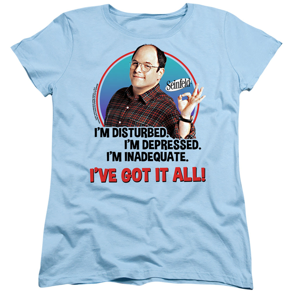 Seinfeld George All Womens T Shirt Light Blue Officially Licensed