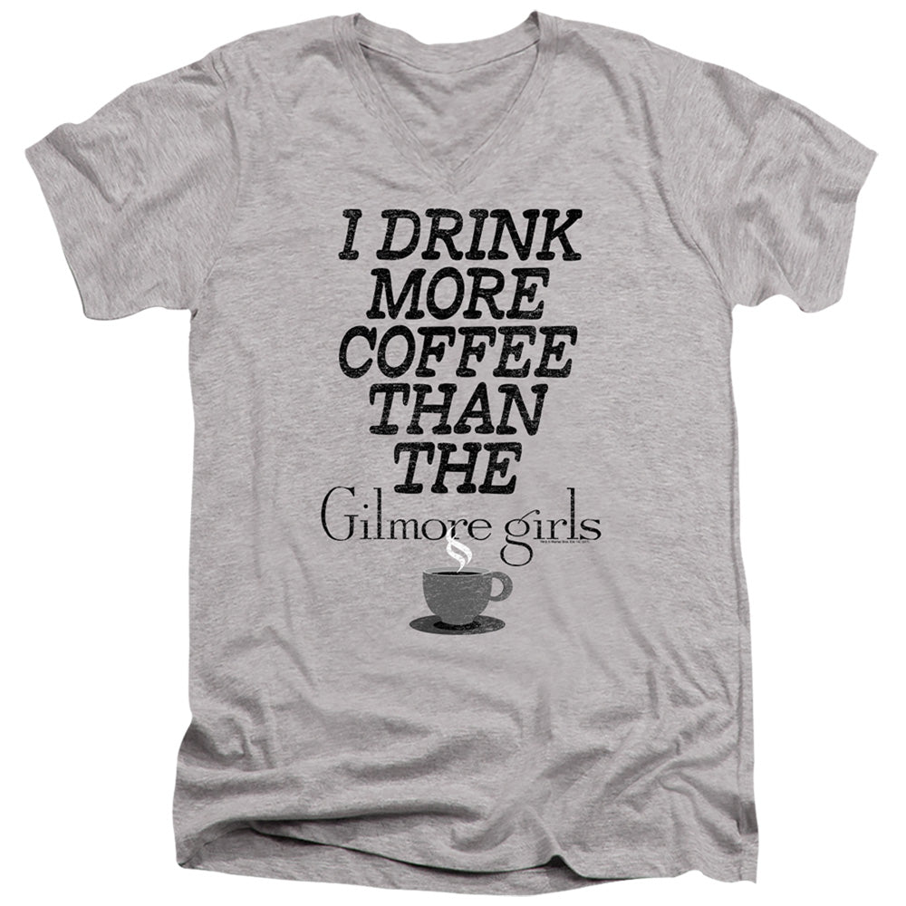 Gilmore Girls More Coffee Mens Slim Fit V-Neck T Shirt Athletic Heather Officially Licensed