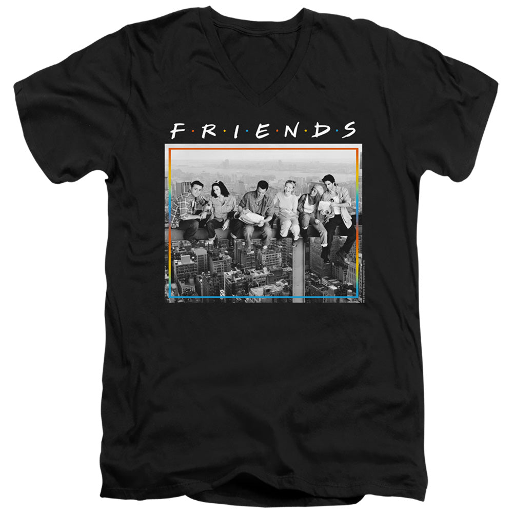 Friends Lunch Break Mens Slim Fit V-Neck T Shirt Black