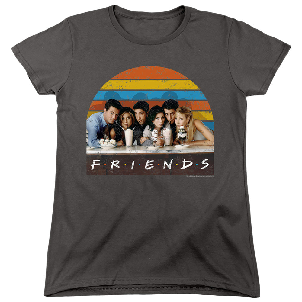 Friends Soda Fountain Womens T Shirt Charcoal