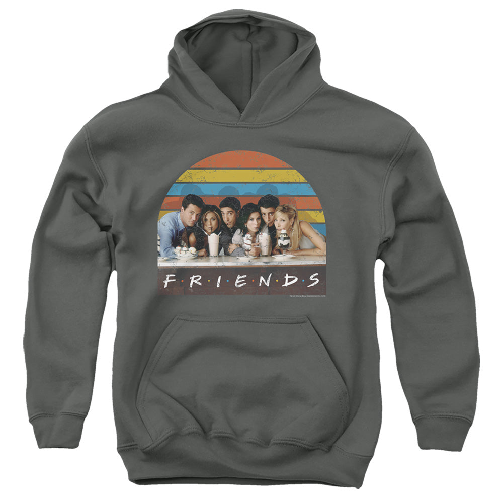Friends Soda Fountain Kids Youth Hoodie Charcoal