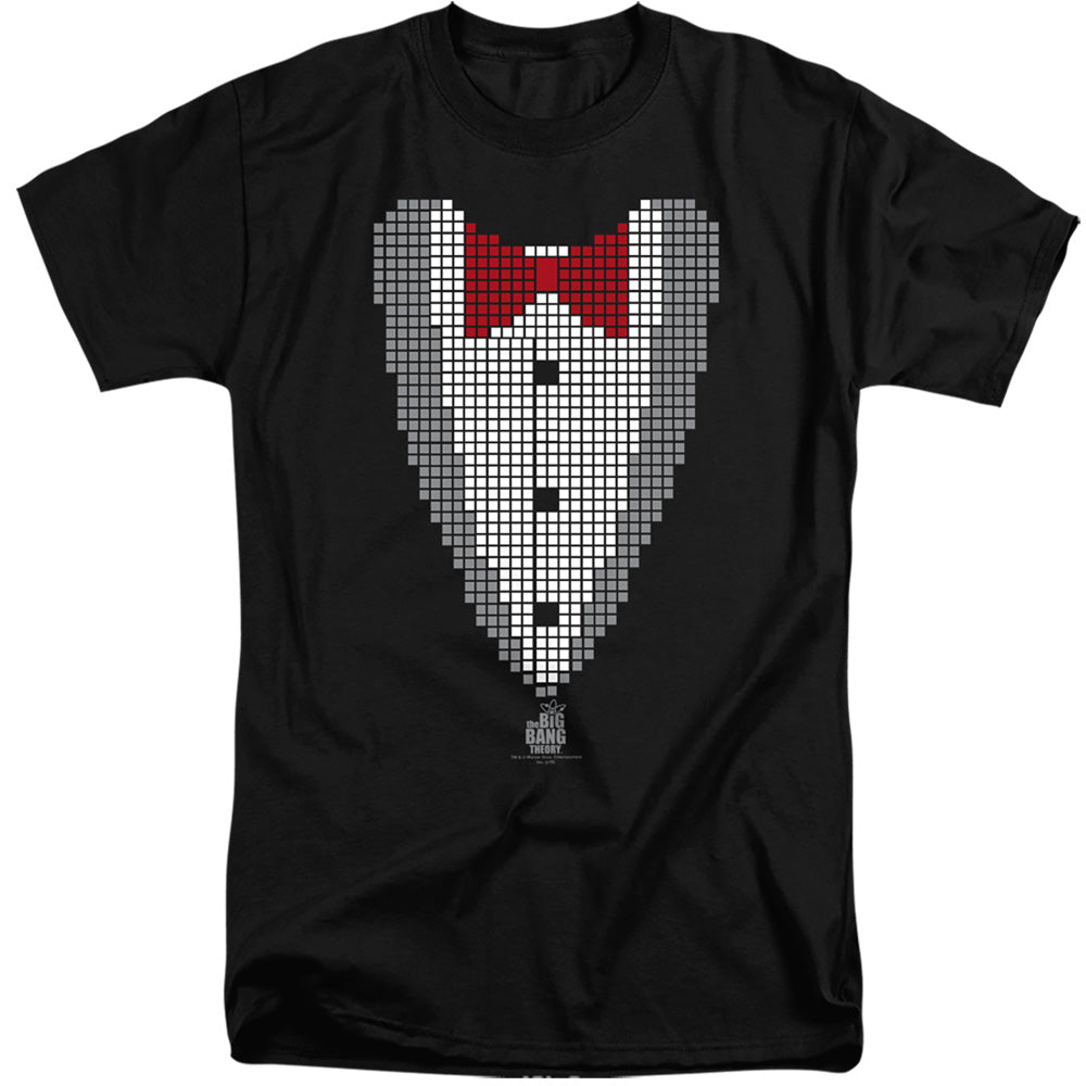 Big Bang Theory Pixelated Tux Mens Tall T Shirt Black Officially Licensed