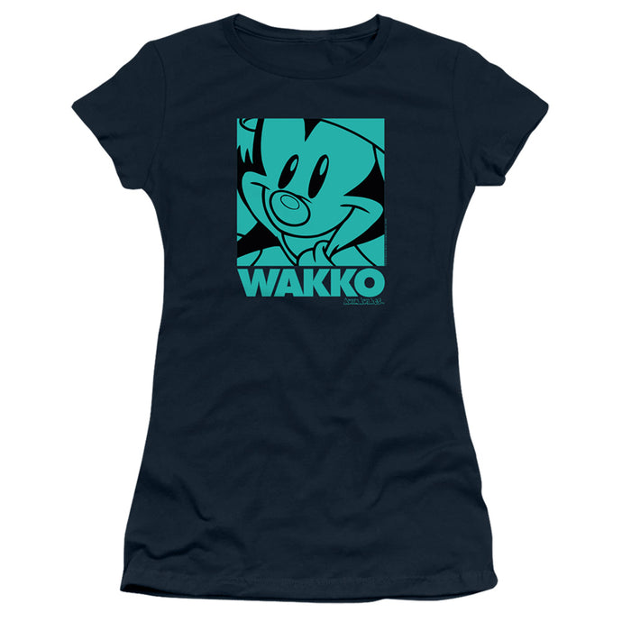 Animaniacs Pop Wakko Junior Sheer Cap Sleeve Womens T Shirt Navy Blue