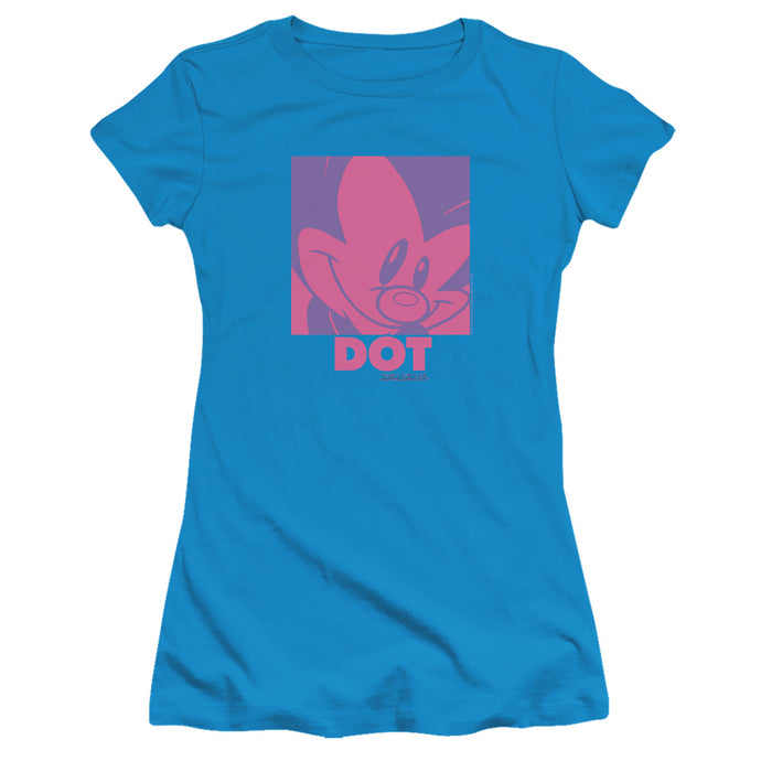 Animaniacs Pop Dot Junior Sheer Cap Sleeve Womens T Shirt Turquoise