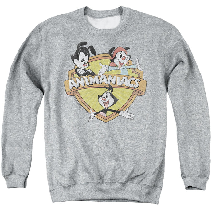 Animaniacs Shielded Animaniacs Mens Crewneck Sweatshirt Athletic Heather