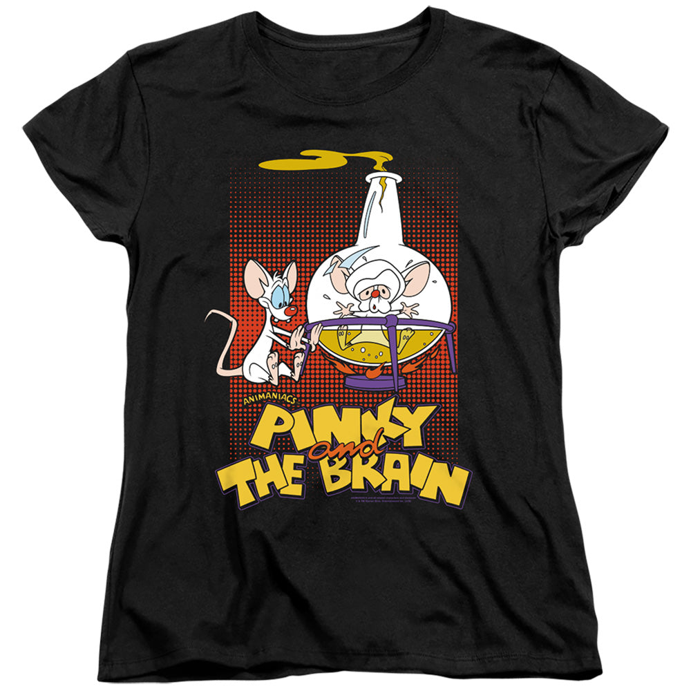 Pinky And The Brain Lab Flask Womens T Shirt Black Officially Licensed