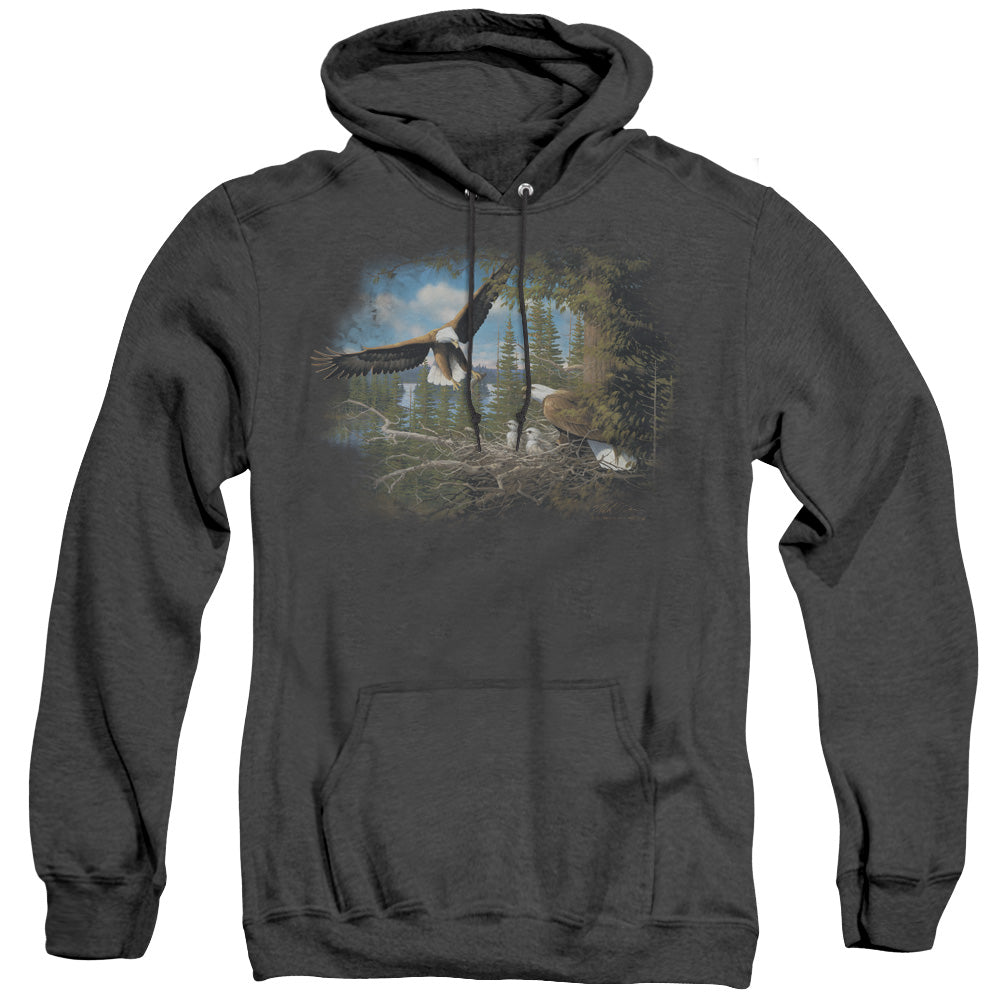 Wildlife Spring Bald Eagles Mens Heather Hoodie Black Officially Licensed