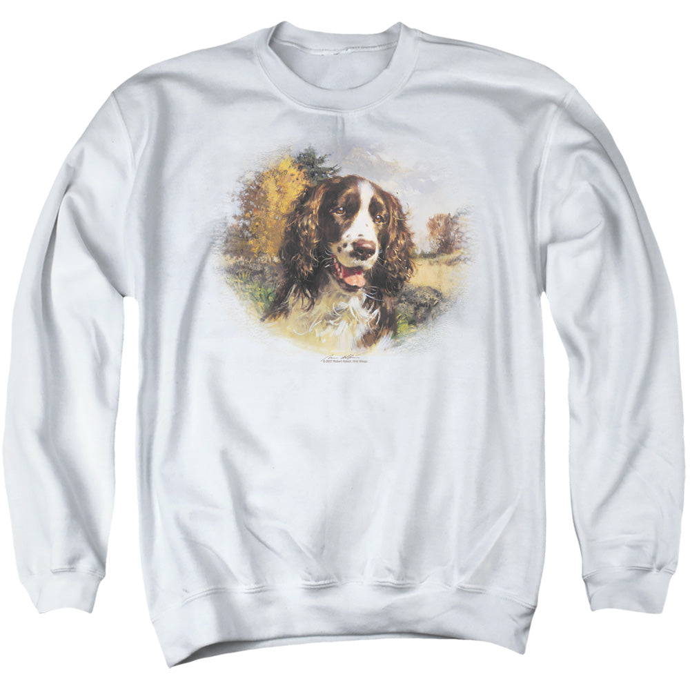 Wildlife Springer Spaniel Head Mens Crewneck Sweatshirt White