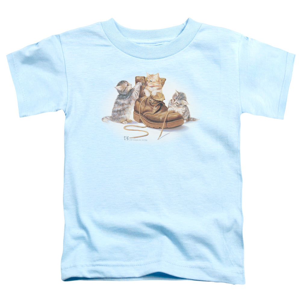 Wildlife Playful Kittens Toddler Kids Youth T Shirt Light Blue