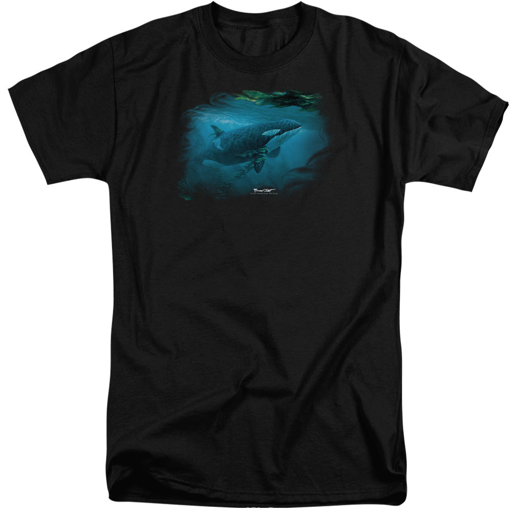 Wildlife Pursuit Thru The Kelp Orca Mens Tall T Shirt Black Officially Licensed