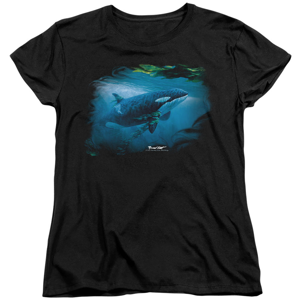 Wildlife Pursuit Thru The Kelp Orca Womens T Shirt Black