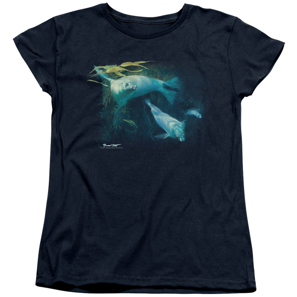 Wildlife Kelp Patrol Womens T Shirt Navy