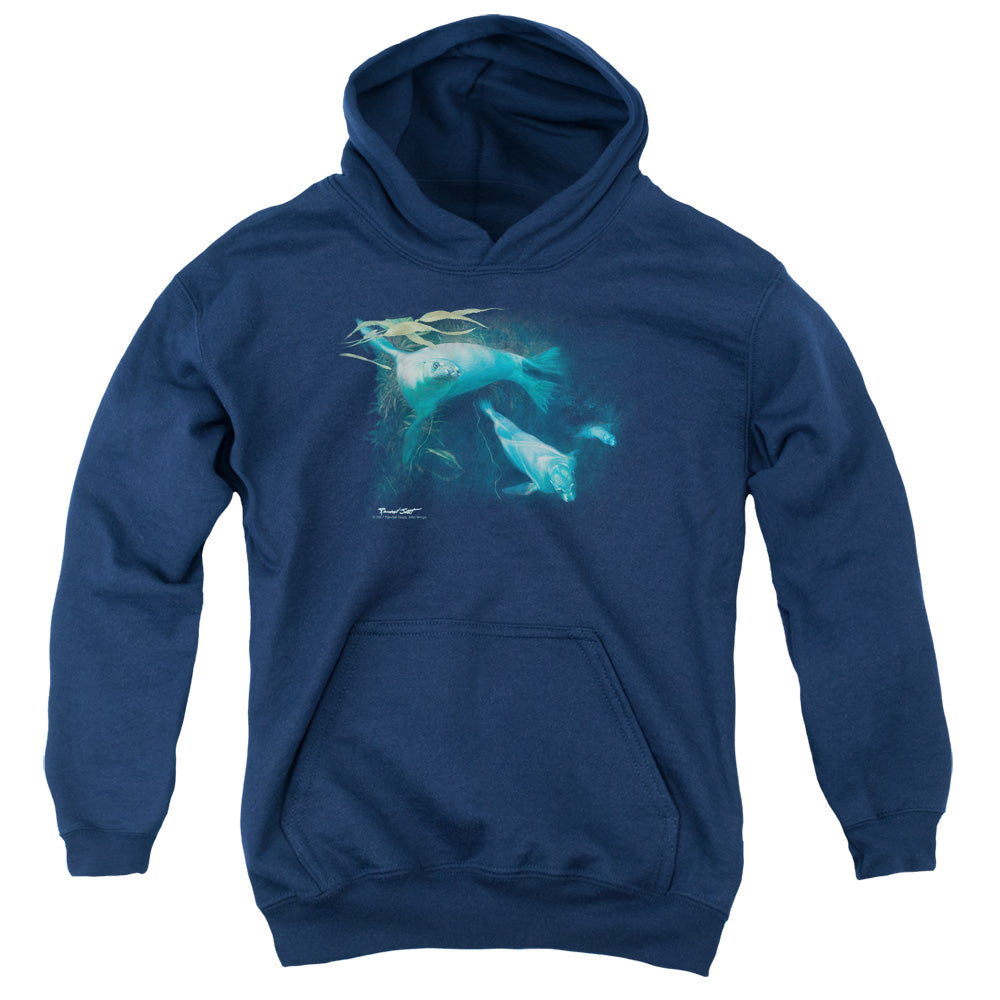 Wildlife Kelp Patrol Kids Youth Hoodie Navy