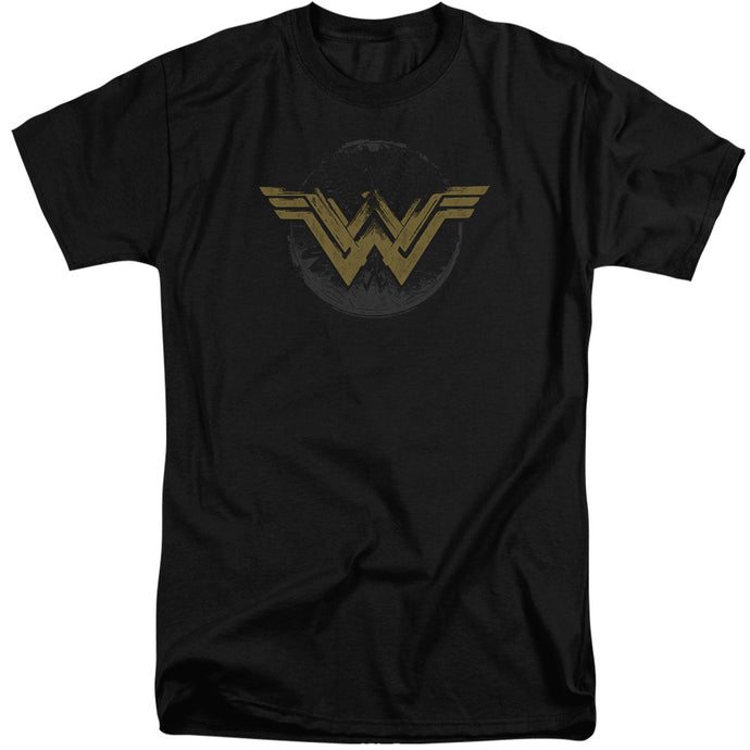 Wonder Woman Movie Distressed Logo Mens Tall T Shirt Black