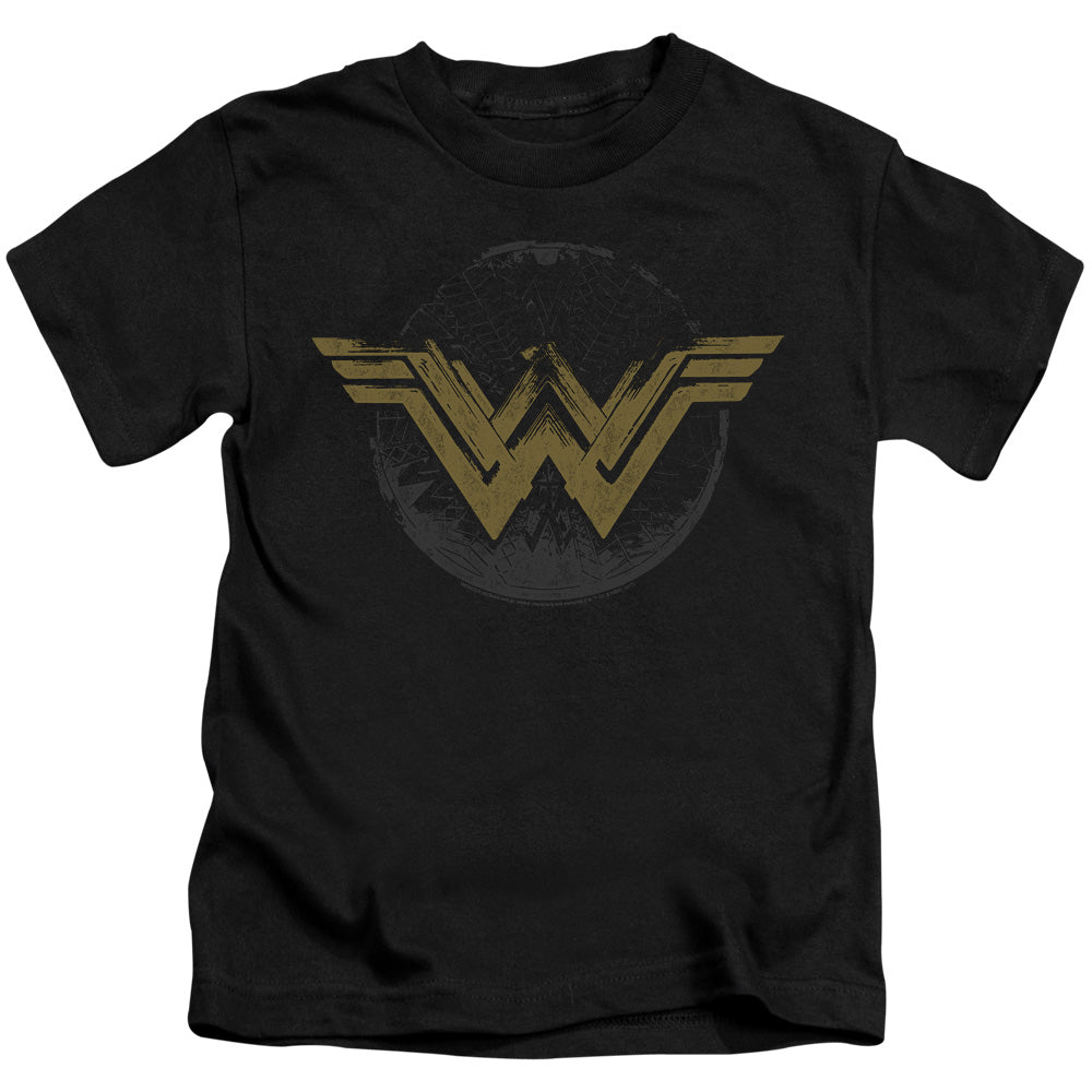 Wonder Woman Movie Distressed Logo Juvenile Kids Youth T Shirt Black