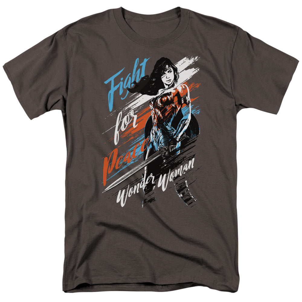 Wonder Woman Movie Fight For Peace Mens T Shirt Charcoal Officially Licensed