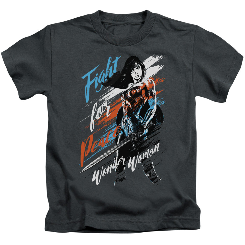 Wonder Woman Movie Fight For Peace Juvenile Kids Youth T Shirt Charcoal