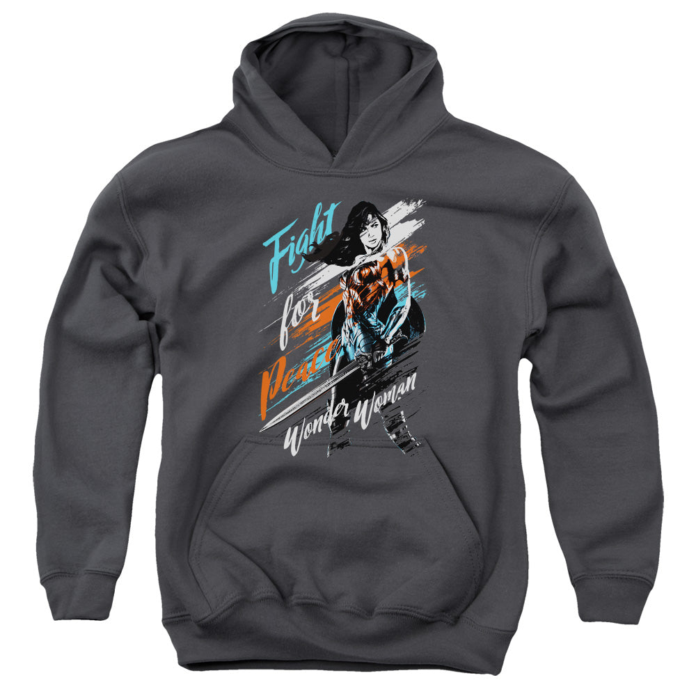 Wonder Woman Movie Fight For Peace Kids Youth Hoodie Charcoal