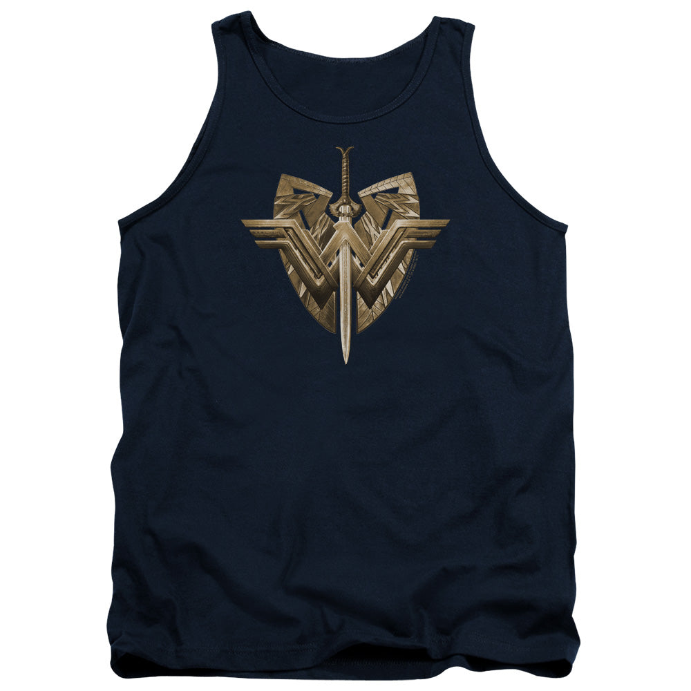 Wonder Woman Movie Sword Emblem Mens Tank Top Shirt Navy Blue