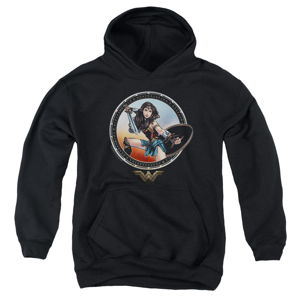 Wonder Woman Movie Battle Pose Kids Youth Hoodie Black