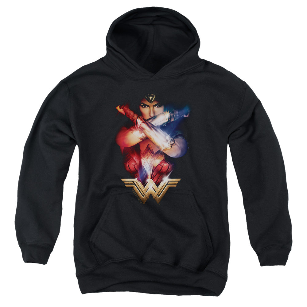Wonder Woman Movie Arms Crossed Kids Youth Hoodie Black