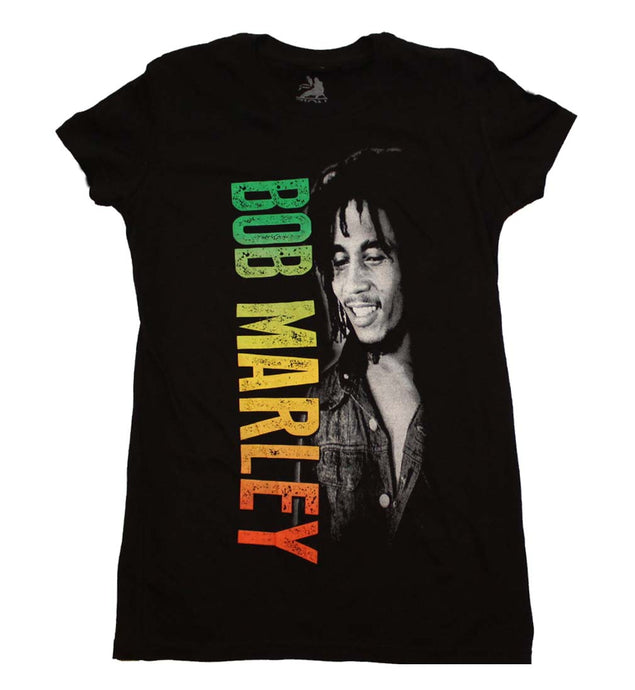 Bob Marley Smile Gradient Womens Juniors T Shirt