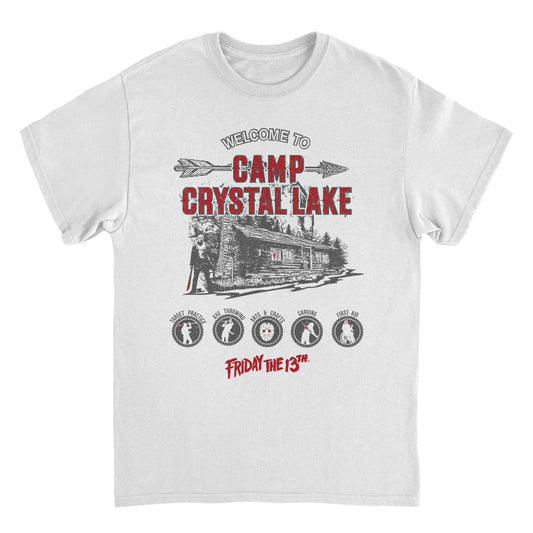 Friday the 13th Camp Crystal Lake Activities Mens T Shirt White Officially Licensed